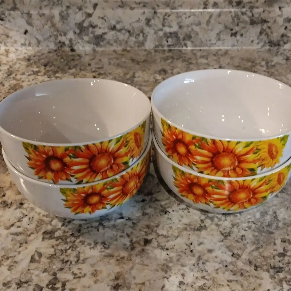 Royal Norfolk Sunflower Soup Cereal Bowls Set of 4
